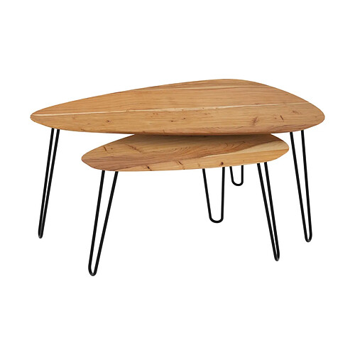 Rendez Vous Deco Table basse gigogne Kiwi en bois d'acacia (lot de 2)