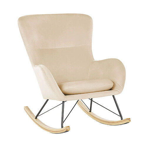 Beliani Fauteuil à bascule ELLAN Velours Beige