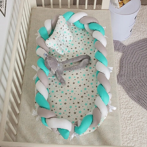 Wewoo Lit de berceau pliable en coton tissé avec barrière manuelle amovible et lavable pour de bébé Bionic Blanc gris clairgris foncé