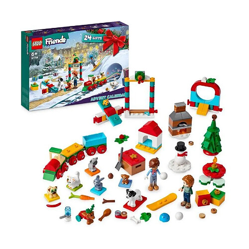 LEGO Friends 41758 Le Calendrier de l'Avent 2023, avec 24 Cadeaux dont 8 Figurines d'Animaux, 2 Mini-Poupées, Cadeau Noël