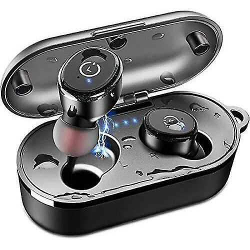 Chrono Écouteurs sans fil Chronus T10 Bluetooth 5.0 avec étui de chargement sans fil Casque stéréo étanche IPX8 dans l'oreille(noir)