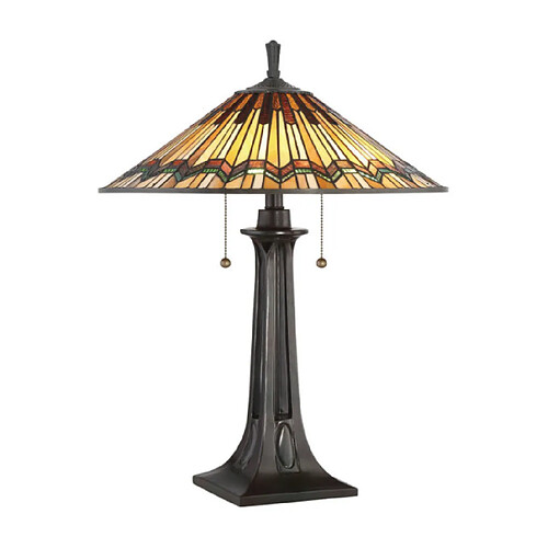 Elstead Lighting Lampe de table Alcott Verre Tiffany Bronze