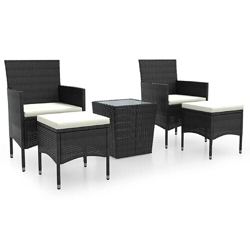 Maison Chic Table de bistro et chaises d'extérieur 5 pcs,Ensemble de bistro de jardin pour relax poly rotin et verre trempé -GKD712469