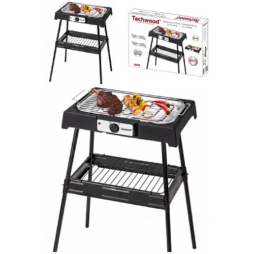 Techwood Barbecue Electrique 2000W sur Pieds ou de Table noir avec variateur lumineux 2000W