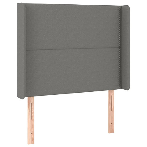 Maison Chic Tête de lit moderne avec oreilles pour chambre - Décoration de lit Gris foncé 93x16x118/128 cm Tissu -MN60739