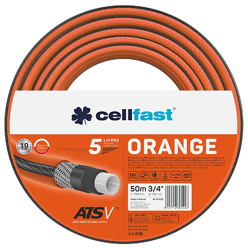 Tuyau d'arrosage 50m 3/4 " Cellfast Orange 5 couches