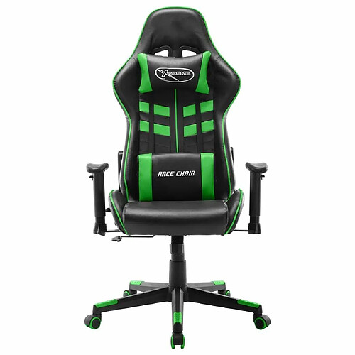 Maison Chic Chaise de jeu, Chaise gaming, Fauteuil gamer d'ordinateur,Chaise de Bureau Noir et vert Cuir artificiel -GKD52038