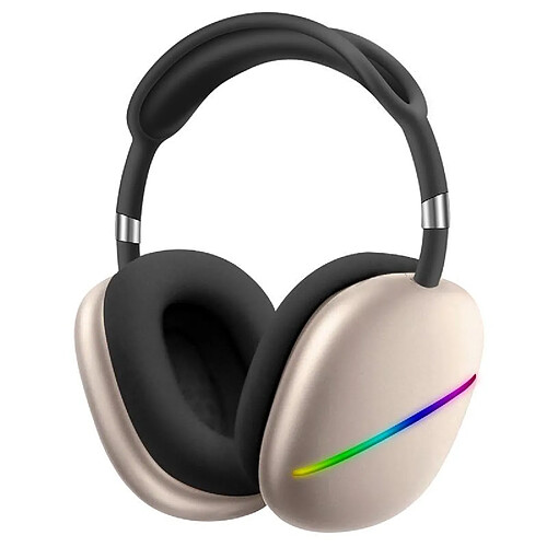 Yonis Casque Audio Bluetooth Sans Fil Or RGB