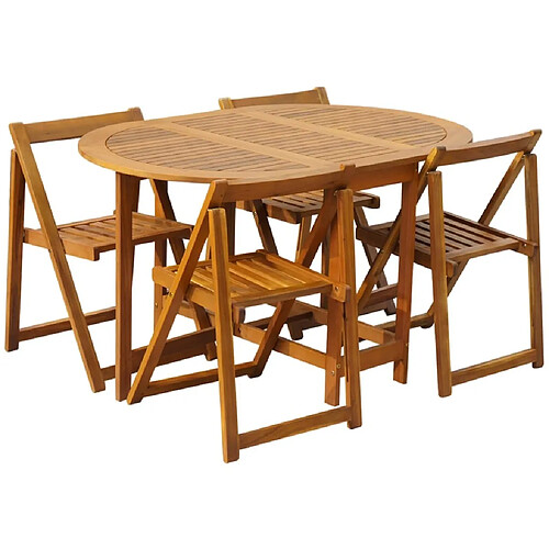 Maison Chic Mobilier à dîner pliable 5 pcs,Table et chaises d'extérieur Bois d'acacia solide -GKD810924