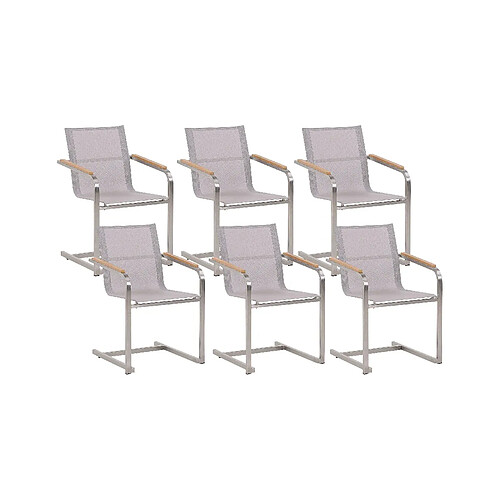 Beliani Lot de 6 chaises COSOLETO Acier inox Beige