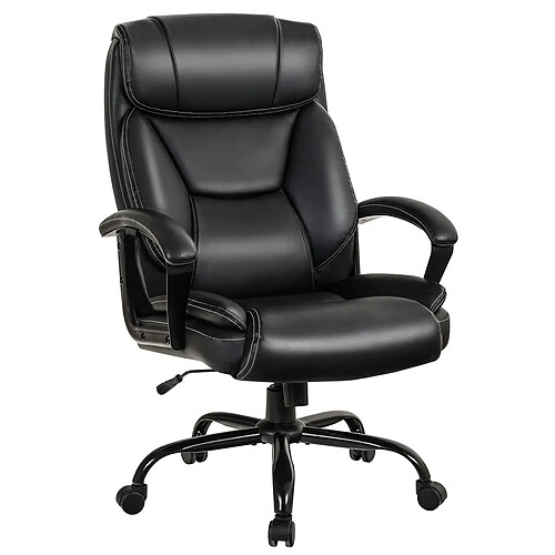 Helloshop26 Fauteuil à bascule pivotante ultra souple en similicuir hauteur réglable base robuste noir charge 220kg noir 20_0005182