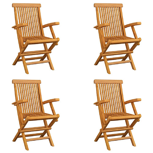 vidaXL Chaises pliables de jardin lot de 4 Bois de teck solide