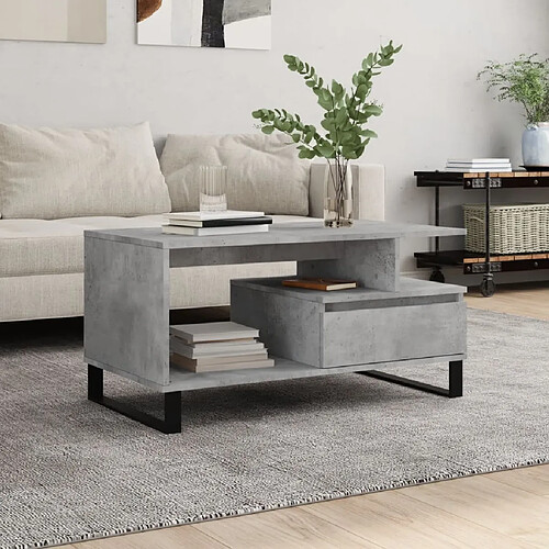 Maison Chic Table basse,Table Console Table d'appoint, Table pour salon Gris béton 90x49x45 cm Bois d'ingénierie -MN72046