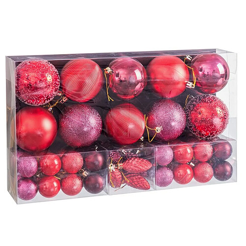 BigBuy Home Boules de Noël Rouge Plastique (50 Unités)