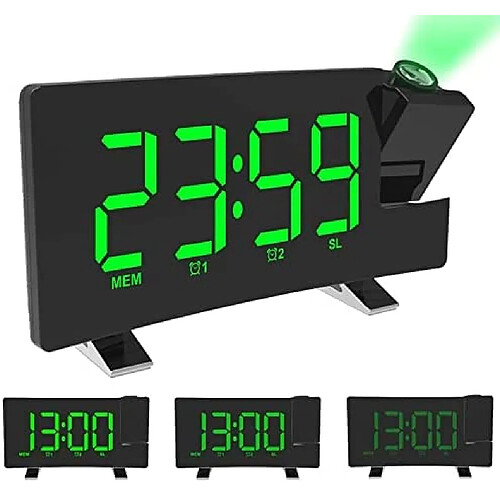 Vendos85 radio Réveil à Projection FM avec LED vert noir