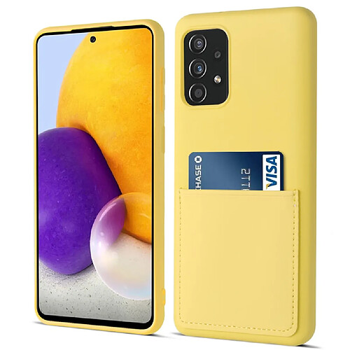 Coque en silicone antichoc avec porte-carte jaune pour votre Samsung Galaxy A72 4G/5G