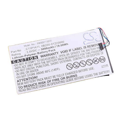 vhbw Li-Polymer Batterie 5000mAh (3.8V) pour tablette, Netbook Asus MeMo Pad ME0310K 6A, ME103K 1A comme C11-P1411, C11P1411, 0B200-01220000.