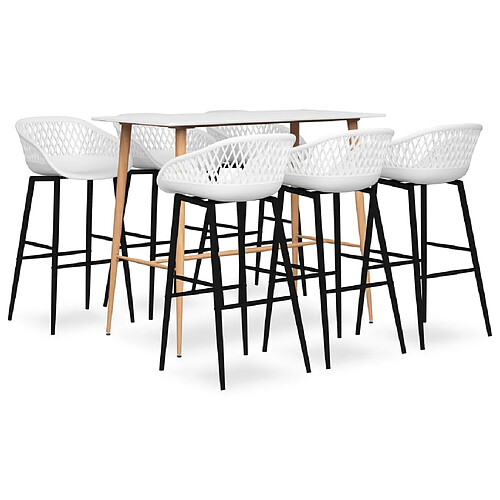 vidaXL Ensemble de bar 7 pcs Blanc