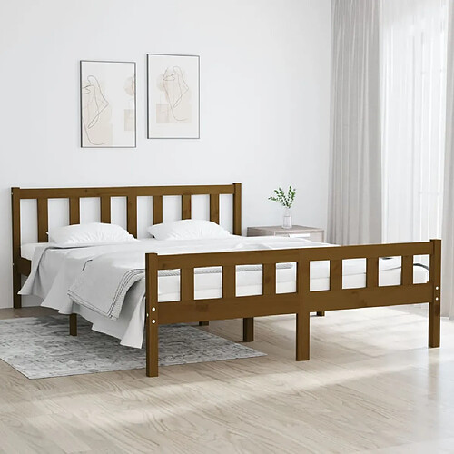 vidaXL Cadre de lit sans matelas marron miel bois massif 120x200 cm