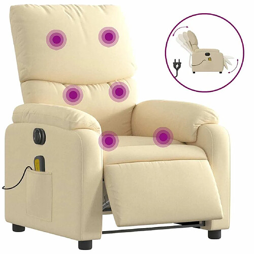 Maison Chic Fauteuil Relax pour salon, Fauteuil inclinable de massage électrique crème tissu -GKD87422