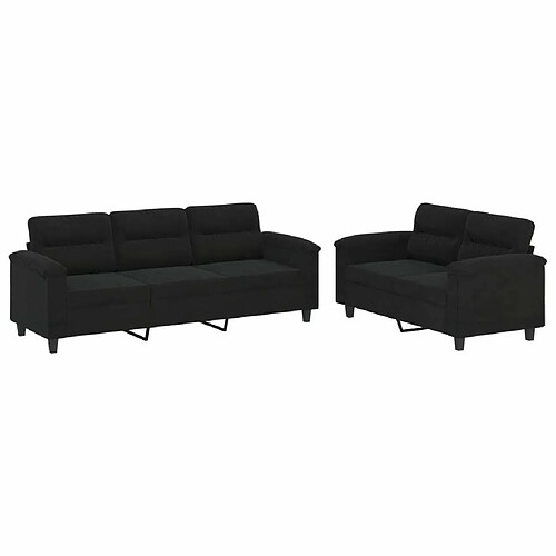 Maison Chic Ensemble de canapés 2 pcs avec coussins, Canapé droit Sofa pour Salon noir tissu microfibre -GKD359051