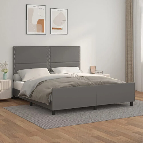 Maison Chic Lit adulte - Cadre Structure de lit avec tête de lit Contemporain Gris 180x200 cm Similicuir -MN53476