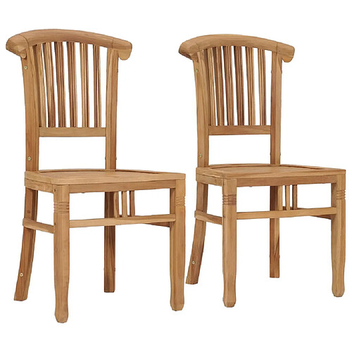 vidaXL Chaises de jardin lot de 2 Bois de teck solide