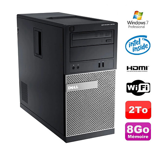 PC Tour DELL Optiplex 3010 MT Intel G2020 Graveur 8Go 2000Go HDMI Wifi W7 · Occasion