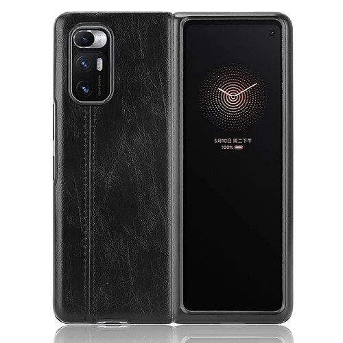 Coque en TPU + PU Conception de ligne de couture noir pour votre Xiaomi Mi Mix Fold