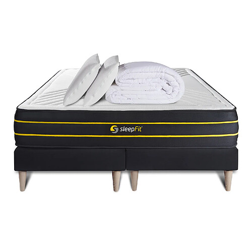 Sleepfit Pack matelas ULTRA 180x200 + double sommiers noir 90x200 + Couette + 2 oreillers