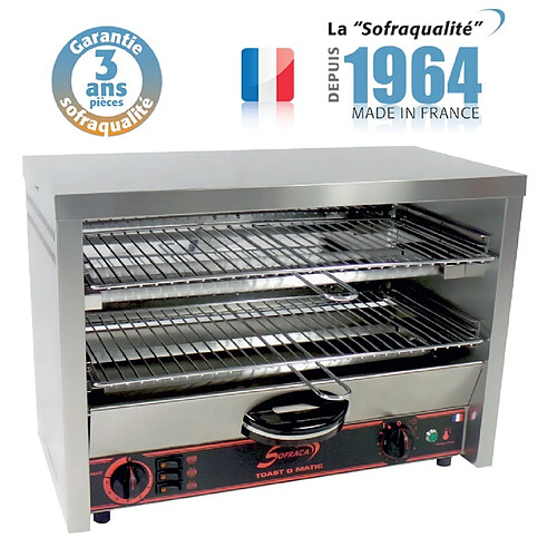 Toaster Professionnel multifonction avec régulateur - 490 x 235 mm utile - 230 V - Grand Club 2 étages - Sofraca