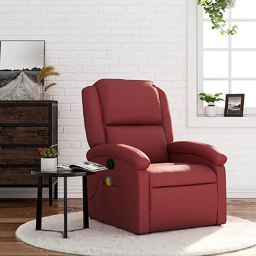 Maison Chic Fauteuil de massage inclinable,Fauteuil luxe de relaxation Rouge bordeaux Similicuir -MN61646