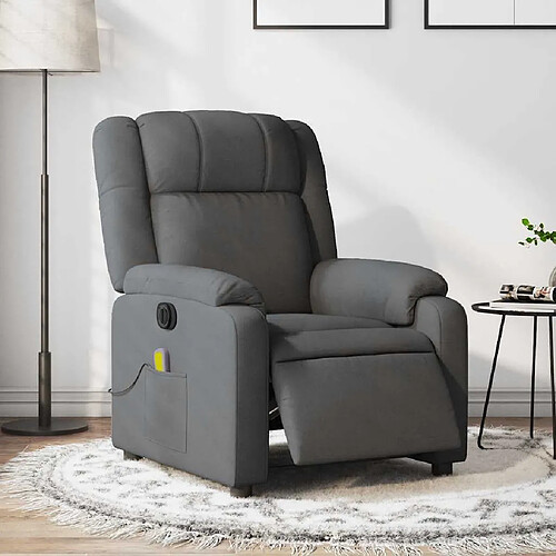 vidaXL Fauteuil inclinable de massage électrique gris foncé tissu