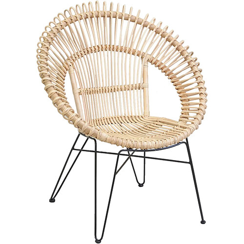 Aubry Gaspard Fauteuil soleil en rotin naturel et métal.