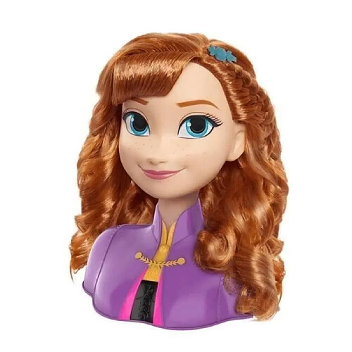 DISNEY FROZEN - Tete a coiffer Princesse Anna - La Reine des Neiges II - Avec accessoires - 20 cm- Petit modele