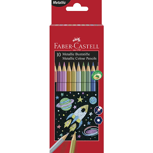 FABER-CASTELL Crayons de couleur hexagonaux métallique, étui ()