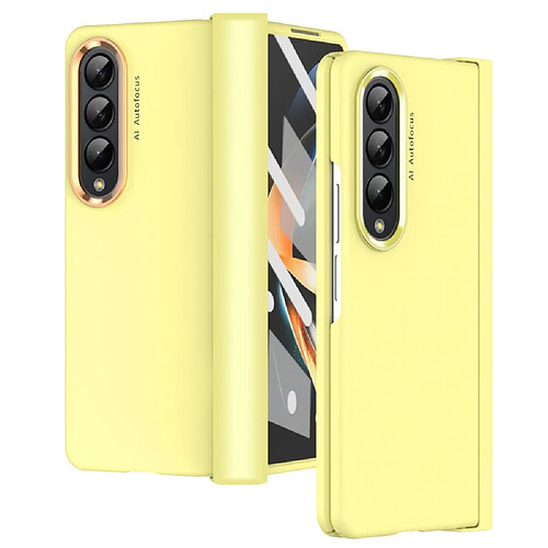 Coque en TPU anti-chute avec deux cercles de lentilles de placage pour votre Samsung Galaxy Z Fold4 5G - jaune