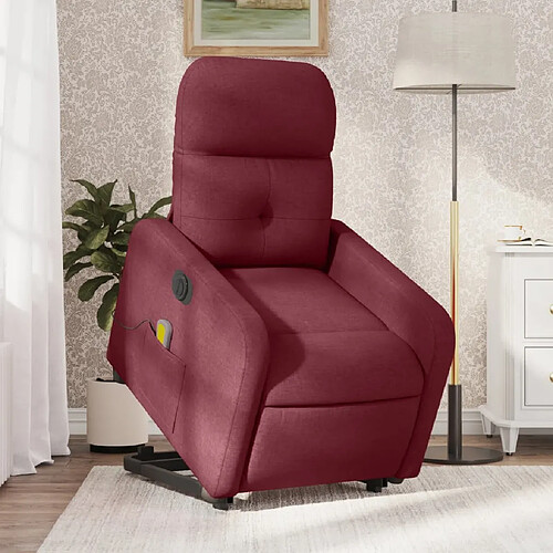 vidaXL Fauteuil inclinable de massage électrique Rouge bordeaux Tissu