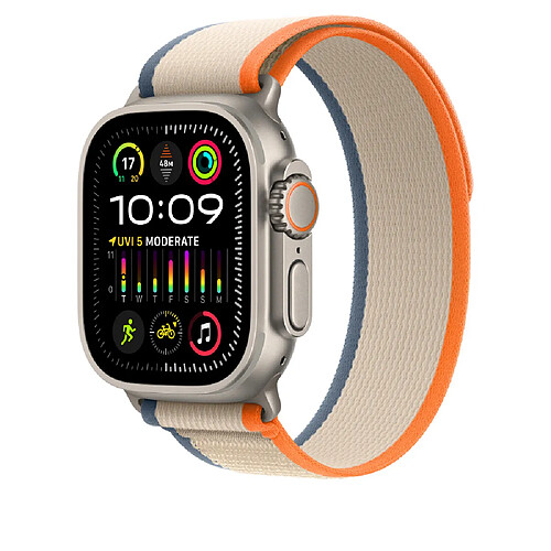 Apple MT5W3ZM/A accessoire intelligent à porter sur soi Bande Beige, Orange Nylon, Polyester recyclé, Titane, Spandex