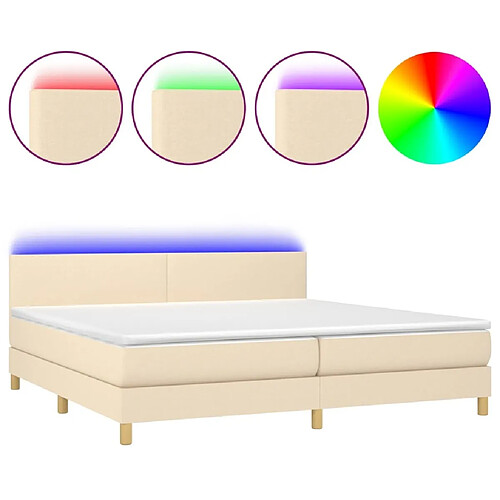 Maison Chic Lit adulte- Lit + matelas,Sommier à lattes de lit et matelas et LED Crème 200x200cm Tissu -GKD55001