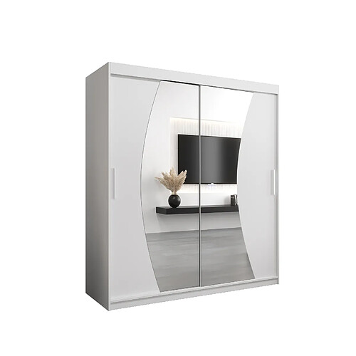 Abiks Meble Armoire Wave à portes coulissantes 200/180/62 2 portes (blanc/blanc)