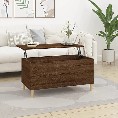 vidaXL Table basse Chêne marron 90x44,5x45 cm Bois d'ingénierie