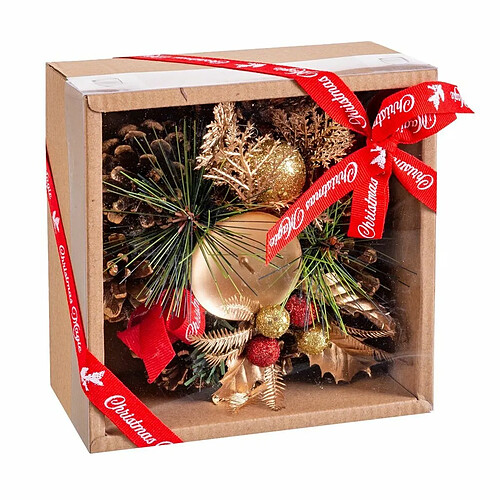 BigBuy Christmas Bougeoirs de Noël Multicouleur Doré Métal Plastique 15 x 15 x 10 cm