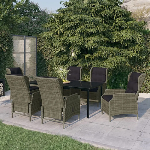 vidaXL Ensemble de salle à manger de jardin 7 pcs Marron