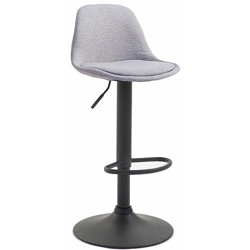 Decoshop26 Tabouret de bar en tissu gris et cadre en métal noir hauteur réglable pieds trompette 10_0000303