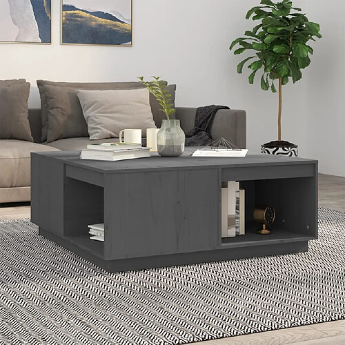 vidaXL Table basse Gris 100x101x40,5 cm Bois massif de pin