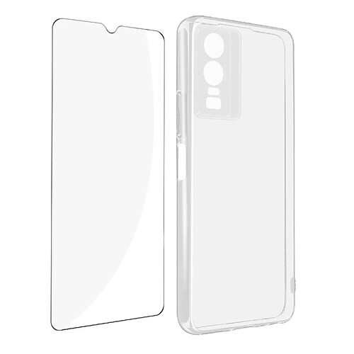 Avizar Coque Vivo Y76 5G Silicone Souple Film Verre Trempé 9H transparent