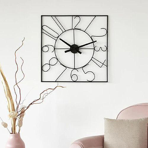 Mes Horloge design carrée 60 cm en métal noir