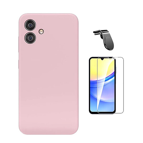 Kit Verre Trempé Clearglass + Housse En Silicone Liquide + Support Magnétique L Safe Driving Phonecare Pour Samsung Galaxy A06 - Rose