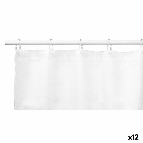 Berilo Rideau de Douche Points Blanc Polyester 180 x 180 cm (12 Unités)